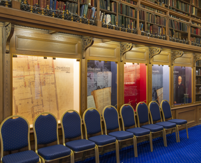 Lower Library set up with chairs